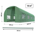 Tunel foliowy Plonos 2,5x4 m (10 m²), zielony - podwójne drzwi, zestaw z akcesoriami