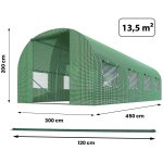 Tunel foliowy Plonos 3x4,5 m (13,5 m²), zielony - zestaw z akcesoriami