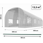 Tunel foliowy Plonos 3x4,5 m (13,5 m²), biały - zestaw z akcesoriami