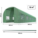 Tunel foliowy Plonos 3x6 m (18 m²), zielony - zestaw z akcesoriami