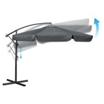 Parasol ogrodowy Plonos 6 profili, 180 g, 350 cm, szary