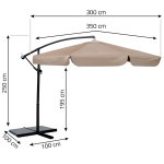 Parasol ogrodowy Plonos 6 profili, 180 g, 350 cm, beżowy