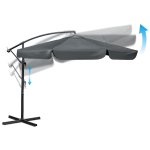 Parasol ogrodowy Plonos 8 profili, 180 g, 350 cm, szary