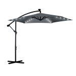 Parasol ogrodowy Plonos 6 profili, 160 g, 350 cm, podświetlany, szary