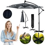 Parasol ogrodowy Plonos 6 profili, 160 g, 350 cm, podświetlany, szary