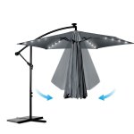 Parasol ogrodowy Plonos 6 profili, 160 g, 350 cm, podświetlany, szary