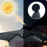 Parasol ogrodowy Plonos 6 profili, 160 g, 350 cm, podświetlany, szary