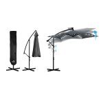 Parasol ogrodowy Plonos 6 profili, 160 g, 350 cm, podświetlany, szary