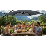 Parasol ogrodowy Plonos 6 profili, 160 g, 350 cm, podświetlany, szary