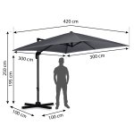 Parasol ogrodowy Plonos 8 profili, 210 g, 420 cm, szary