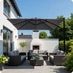 Parasol ogrodowy Plonos 8 profili, 210 g, 420 cm, szary