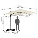 Parasol ogrodowy Plonos 8 profili,  210 g, 420 cm, beżowy