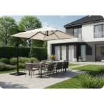 Parasol ogrodowy Plonos 8 profili,  210 g, 420 cm, beżowy