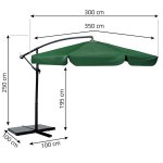 Parasol ogrodowy Plonos 8 profili, 180 g, 350 cm, zielony