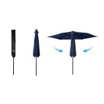 Parasol ogrodowy Plonos 6 profili, 160 g, 300 cm, niebieski