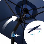 Parasol ogrodowy Plonos 6 profili, 160 g, 300 cm, niebieski