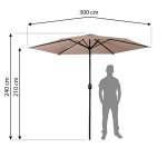 Parasol ogrodowy Plonos 6 profili, 160 g, 300 cm, beżowy