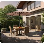 Parasol ogrodowy Plonos 6 profili, 160 g, 300 cm, beżowy