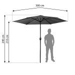 Parasol ogrodowy Plonos 6 profili, 160 g, 300 cm, szary