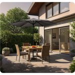 Parasol ogrodowy Plonos 6 profili, 160 g, 300 cm, szary