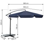 Parasol ogrodowy Plonos 8 profili, 180 g, 300 cm, niebieski