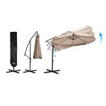 Parasol ogrodowy Plonos 8 profili, 180 g, 300 cm, beżowy