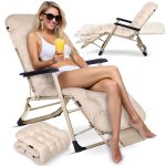 Leżak ogrodowy składany z poduszką Sofotel ChillWell beżowy