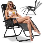 Leżak ogrodowy składany z poduszką Sofotel ChillWell zestaw 2 szt czarny