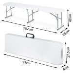 Ławka ogrodowa składana Plonos 183x28x43 cm, biała