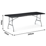 Stół ogrodowy składany Plonos 244x75x74 cm, czarny