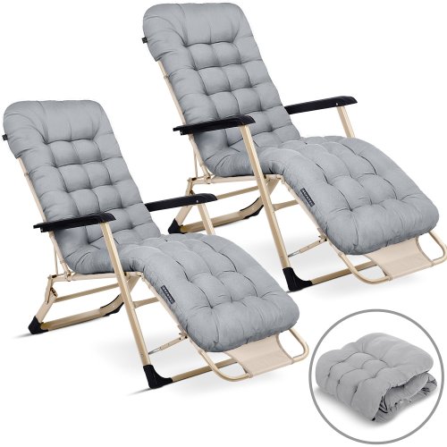 Leżak ogrodowy składany z poduszką Sofotel ChillWell zestaw 2 szt jasno szary