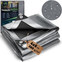 Plandeka Plonos 5x4 m, 260 g/m², srebrna