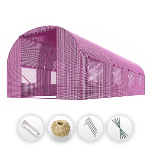 Tunel foliowy Plonos 2,5x4 m (10 m²), różowy - zestaw z akcesoriami