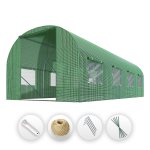 Tunel foliowy Plonos 2,5x4 m (10 m²), zielony - podwójne drzwi, zestaw z akcesoriami