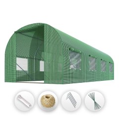 Tunel foliowy Plonos 3x4,5 m (13,5 m²), zielony - zestaw z akcesoriami