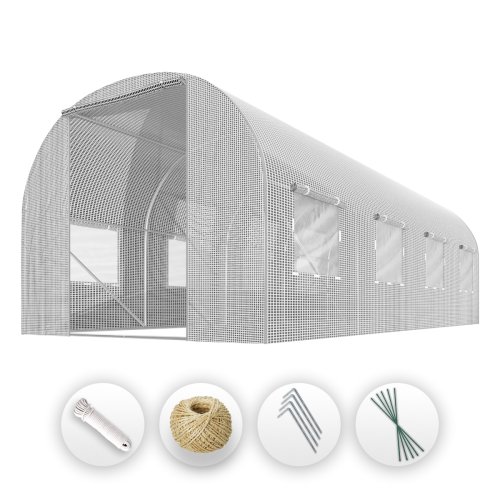 Tunel foliowy Plonos 3x4,5 m (13,5 m²), biały - zestaw z akcesoriami