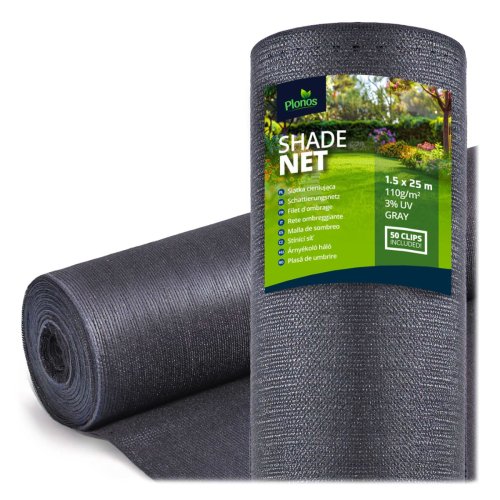 Siatka cieniująca Plonos 1,5x25 m 110 g, szara