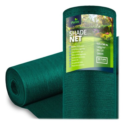 Siatka cieniująca Plonos 1,5x50 m 140 g, zielona