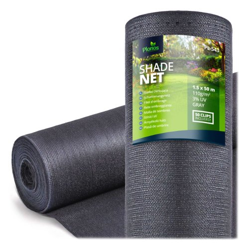Siatka cieniująca Plonos 1,5x50 m 110 g, szara