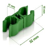 Złączki do tyczek Plonos 11x32 mm, typ-2, 10 szt., zielone